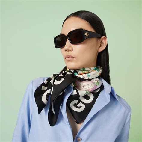 foulard gucci in seta con stampa fiocchi|Foulard in seta floreale GUCCI da donna .